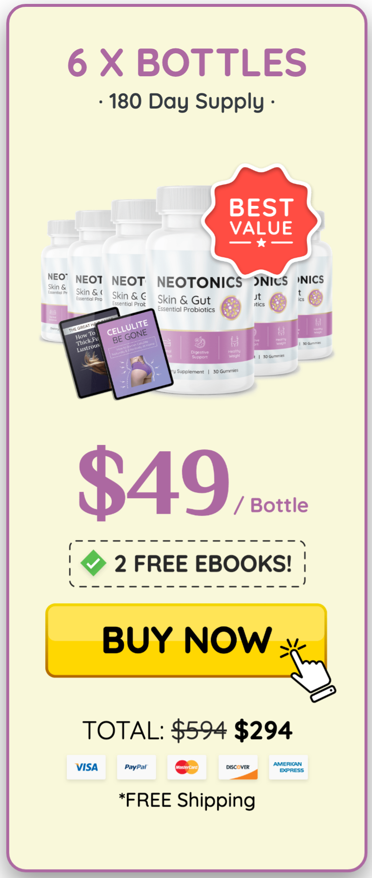 neotonics 180 day supply premium bundle with 6 bottles and free bonuses